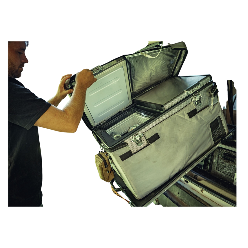 Alu-Cab Tilting Fridge Slide, being opened