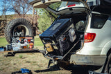 Vehicle fitted with the Alu-Cab Tilting Fridge Slide, mounted on the Alu-Cab Double draw system