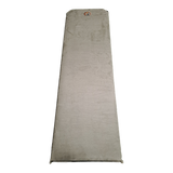 A long, narrow gray padded mat, MEERKAT Self Inflating Mattress, shown flat against a plain white background.