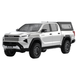 Alu-Cab Contour Canopy with side windows included, for the 2026 Toyota Hilux Double Cab, on a white background