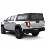 Alu-Cab Contour Canopy with side windows included, for the 2026 Toyota Hilux Double Cab, on a white background