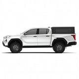 Alu-Cab Contour Canopy with side windows included, for the 2026 Toyota Hilux Double Cab, on a white background