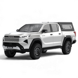 camp4x4.co.za Alu-Cab Contour Canopy with side windows installed on a white 2026+ Toyota Hilux Double Cab truck