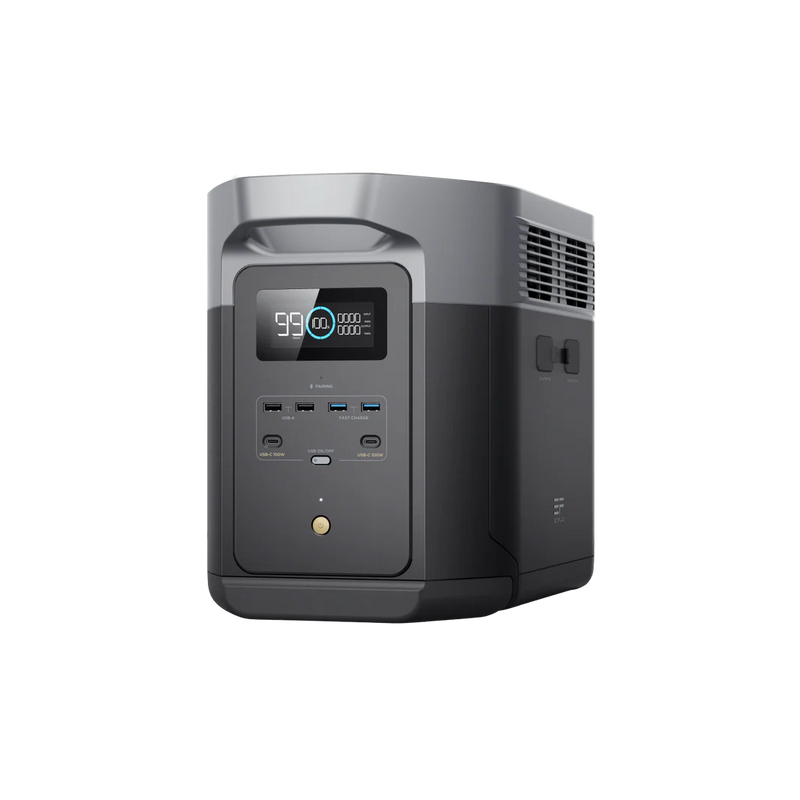 Eco Flow Delta 2 Power station with digital display on a white background