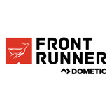 Front Runner Dometic logo on a white background, featuring a red square with a white running bird icon next to bold black text reading 'FRONT RUNNER' and 'DOMETIC' below.