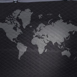 World map on a textured black surface on the inside of a Hardshell iKAMPER Skycamp 4.0 rooftop tent