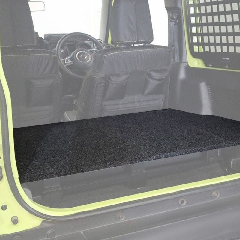 Front Runner Suzuki Jimny 3 Door (2018-Current) Rear Seat Base Deck in a green camp4x4 vehicle