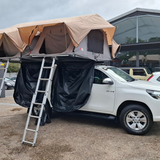 Toyota Hilux Fitted with two Front Runner Rooftop Tent, Alu-Cab 270 Shadow awning. Camping. Overlanding. Canopy. Camp4x4 camp 4x4